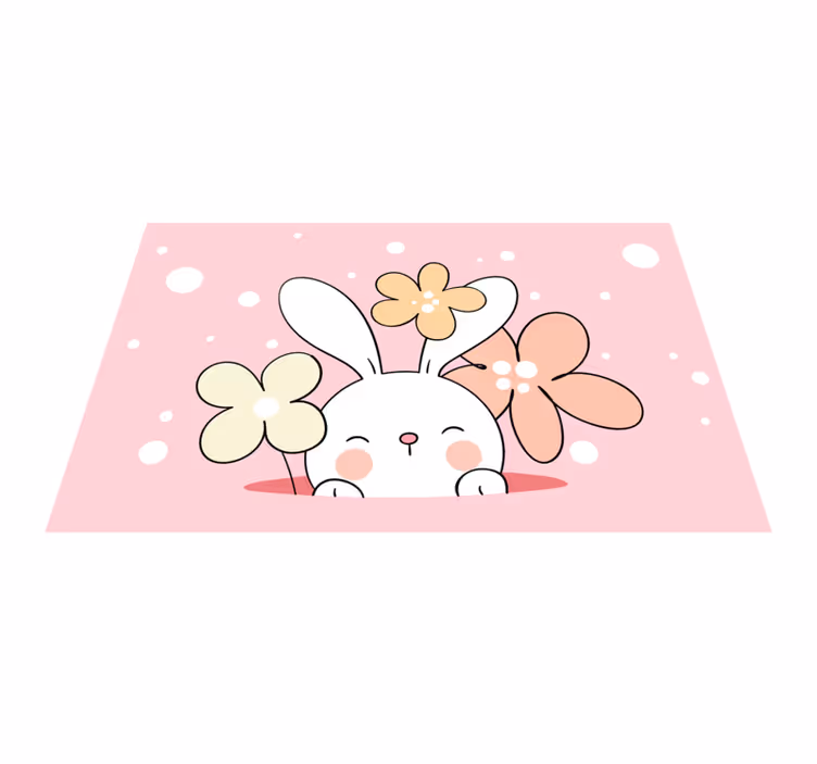 子供 ビニールマット 赤ちゃんうさぎのイラスト付き - TENSTICKERS