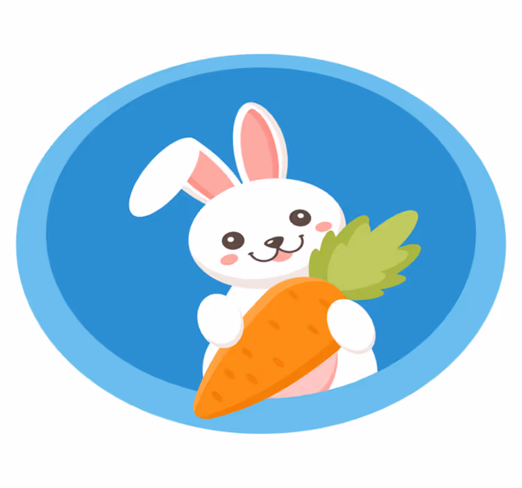動物 ビニールマット ニンジンを持ったハッピーバニー - TENSTICKERS