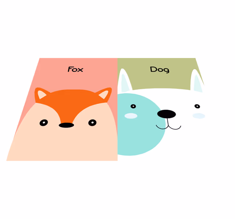 子供 ビニールマット 狐と犬の顔 - TENSTICKERS