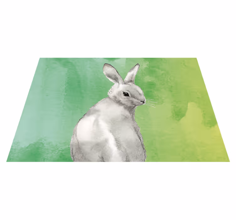 動物 ビニールマット うさぎ 緑の背景 - TENSTICKERS