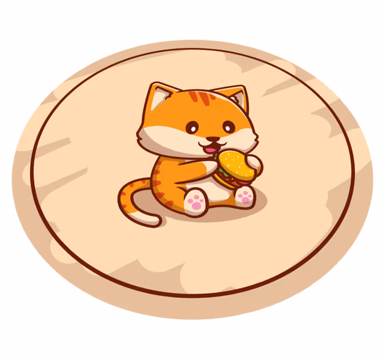 子供 ビニールマット サンドイッチを持った子猫 - TENSTICKERS