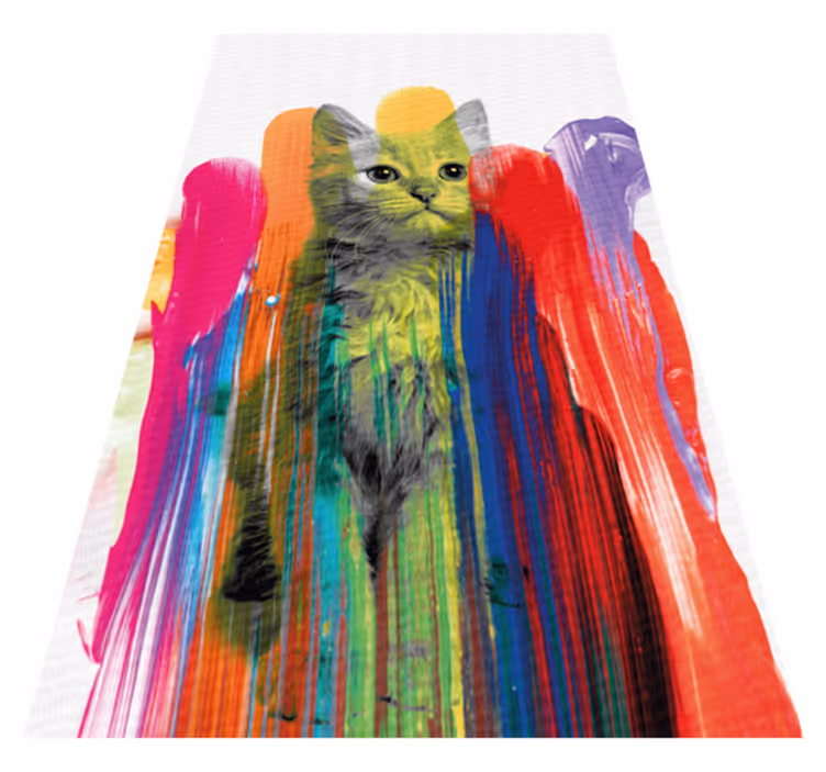 現代のビニールマット カラフルな猫の肖像画 - TENSTICKERS