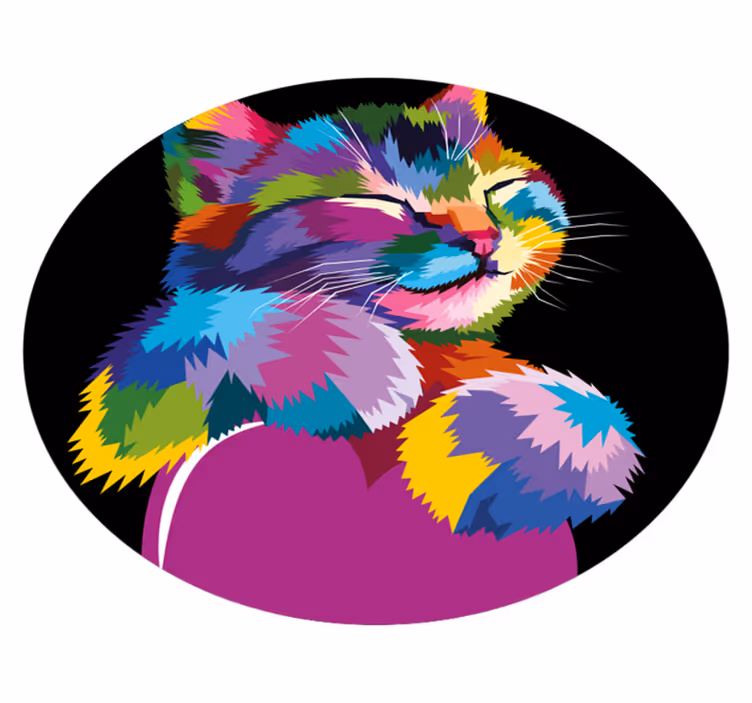 動物 ビニールマット 鮮やかな猫のイラスト - TENSTICKERS