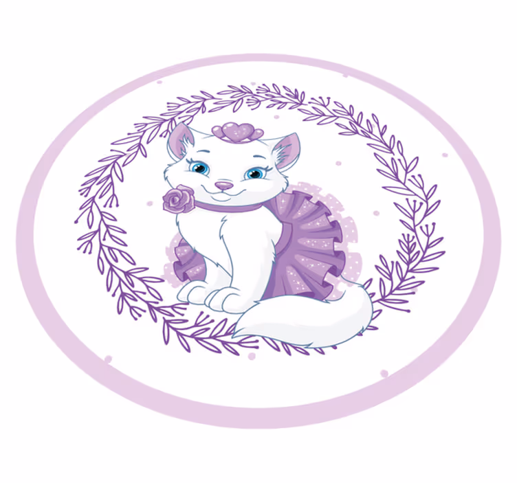 保育園 ビニールマット 紫の花柄の子猫 - TENSTICKERS