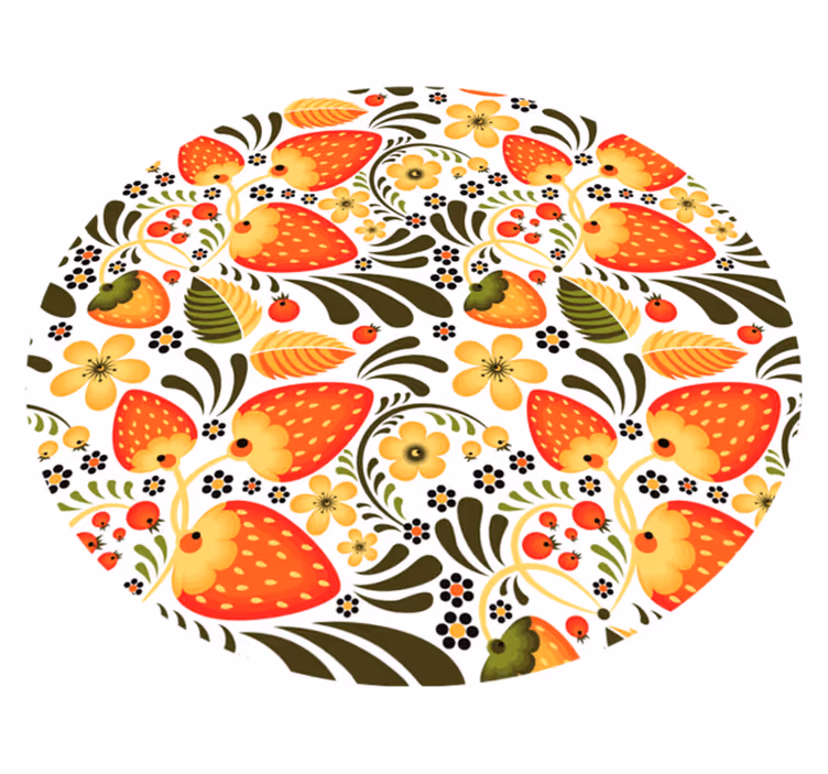 花と植物の壁画いちご柄 - TENSTICKERS