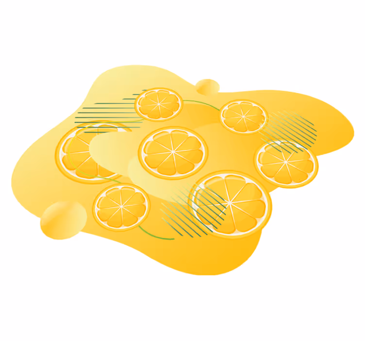 グレープフルーツのスライス キッチンの床のタイルに手を振る - TENSTICKERS