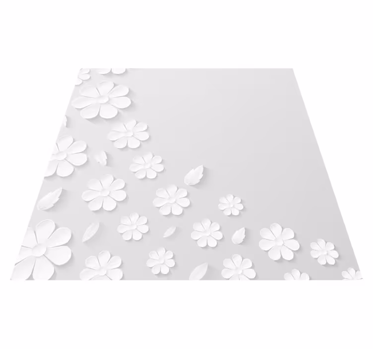 ホワイトペーパーの花の背景の敷物 - TENSTICKERS