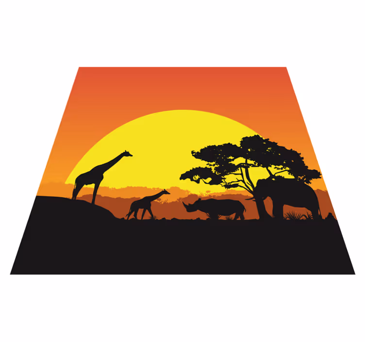 動物 ビニールマット 夕焼けのサファリシーン - TENSTICKERS