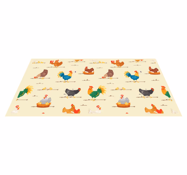 動物 ビニールマット カラフルなニワトリ柄 - TENSTICKERS