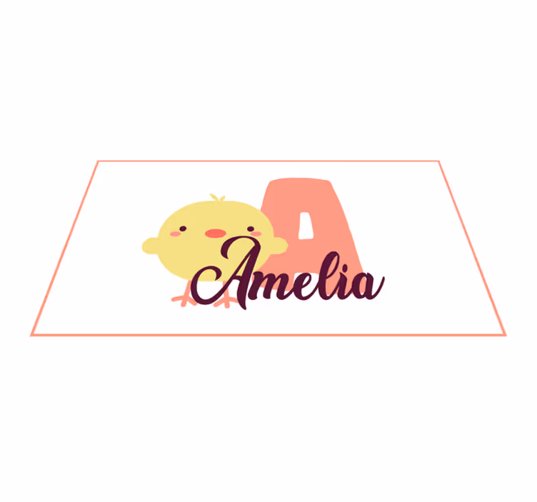 保育園 ビニールマット 名前とイニシャル入りひよこ - TENSTICKERS