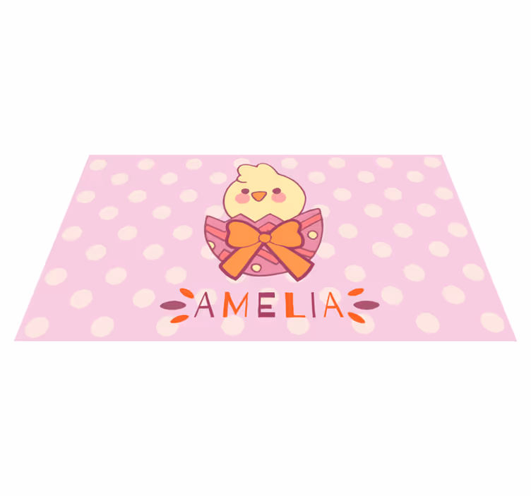 保育園 ビニールマット 名前入りピンクのひよこ - TENSTICKERS