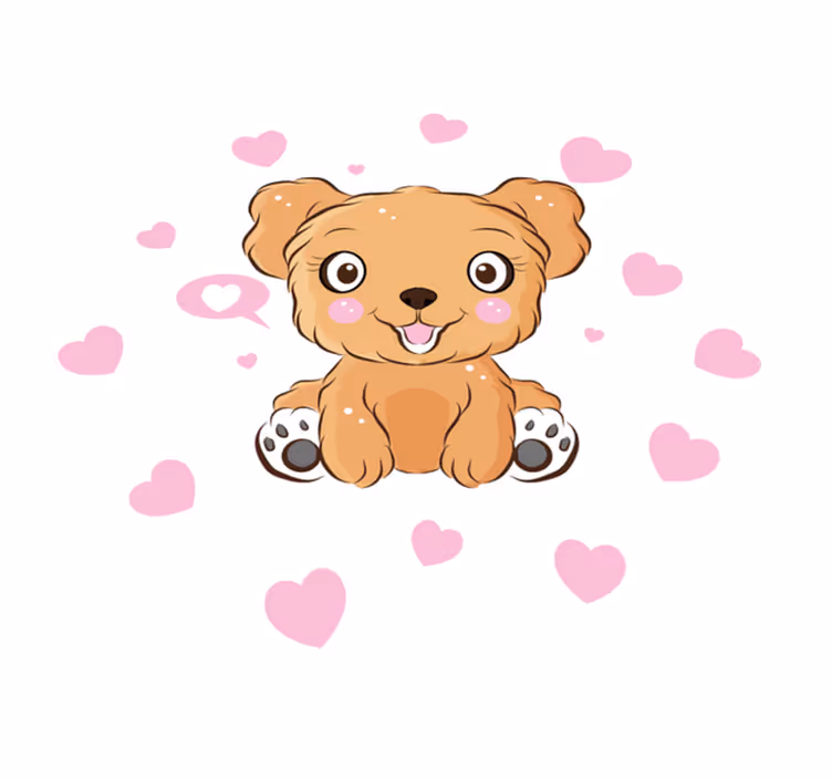 円形 ビニールマット 子犬のかわいいイラスト - TENSTICKERS
