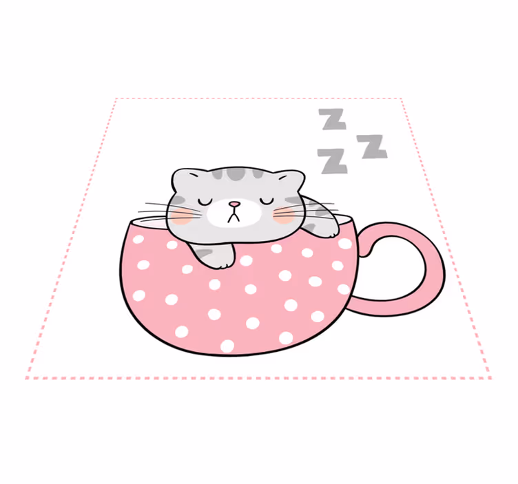 子供 ビニールマット 眠る猫のカップ - TENSTICKERS