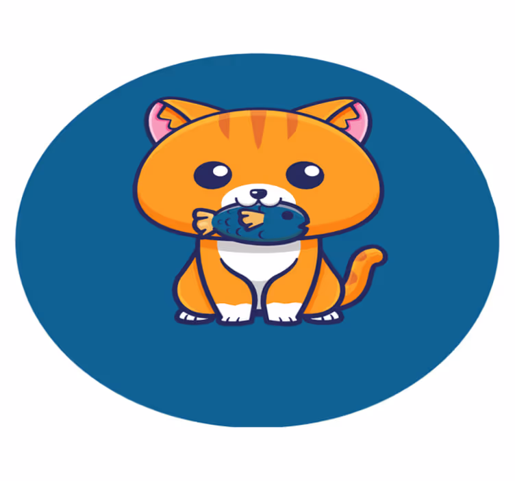 動物 ビニールマット 猫のイラスト円形 - TENSTICKERS