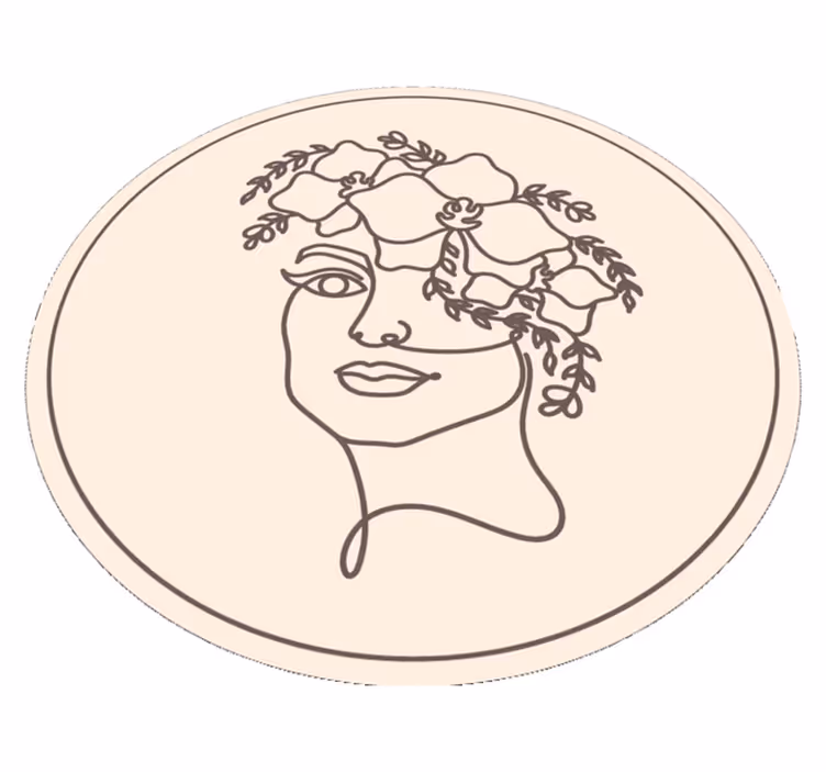 シルエットミニマリストかわいい女性の植物相の敷物 - TENSTICKERS