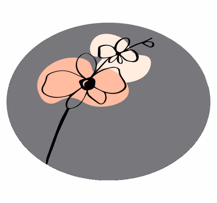 花と植物の壁画ミニマリストスタイリッシュグレーデザイン - TENSTICKERS