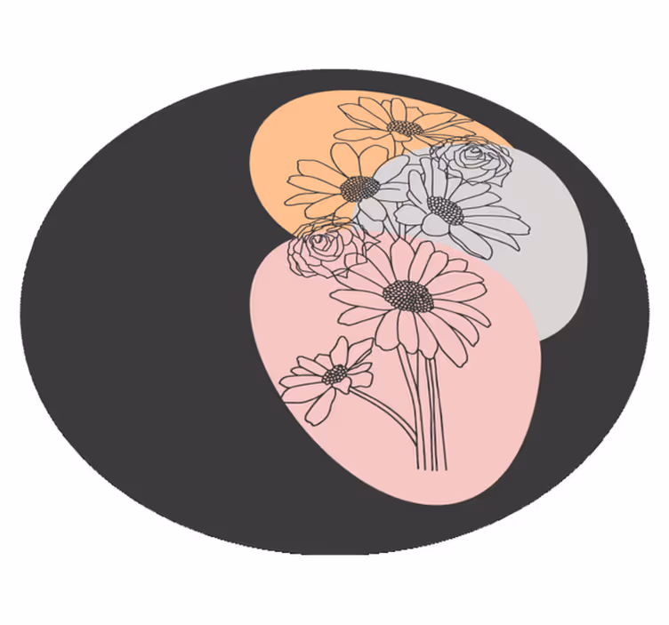 花と植物の壁画円形構成 - TENSTICKERS