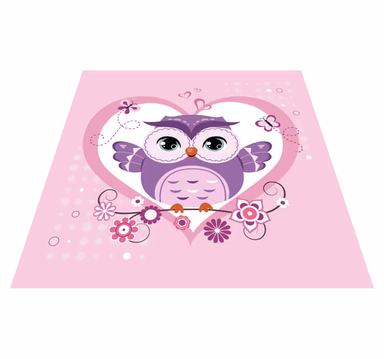子供 ビニールマット かわいいフクロウのハート - TENSTICKERS