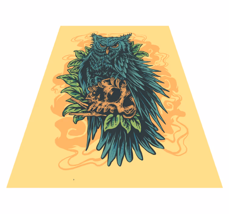 怖いフクロウのイラスト寝室の敷物 - TENSTICKERS