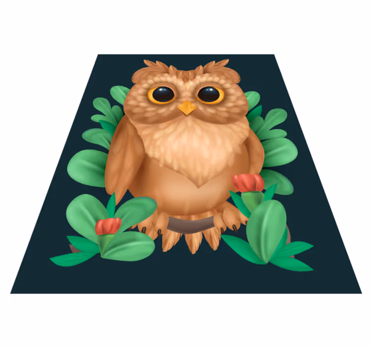 フクロウのイラスト美しい目の寝室の敷物 - TENSTICKERS