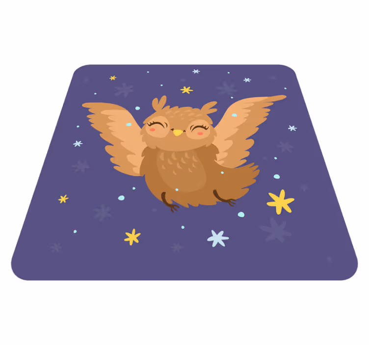 夜のかわいいフクロウイラスト寝室の敷物 - TENSTICKERS
