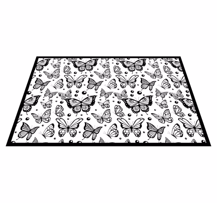 花と植物の壁画黒い蝶のパターン - TENSTICKERS