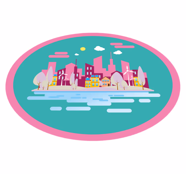 壁画 モアチルドレン カラフルな都市景観 - TENSTICKERS
