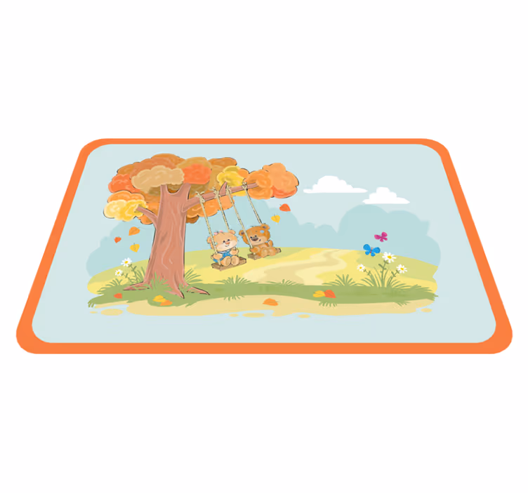 子供 ビニールマット ブランコに乗る子熊 - TENSTICKERS