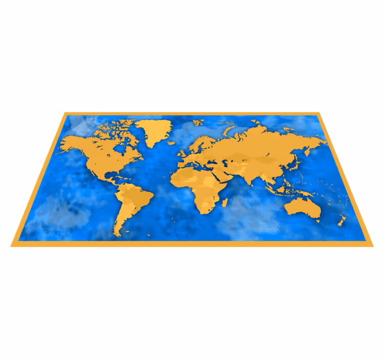 世界地図 ビニールマット 黄金と青の地図 - TENSTICKERS