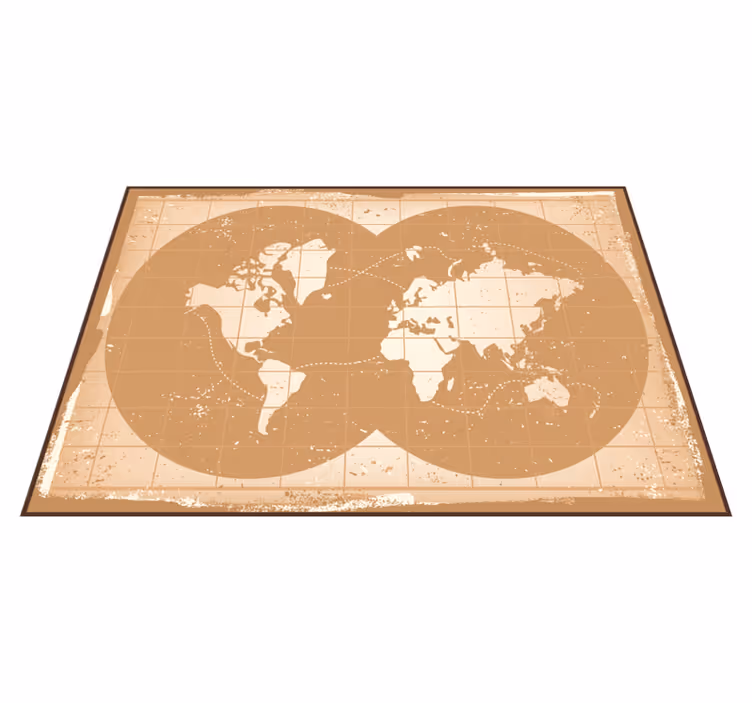 古い茶色のヴィンテージ世界地図の敷物 - TENSTICKERS