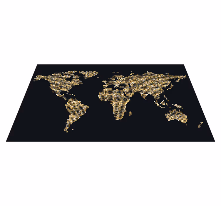世界地図 ビニールマット ゴールデンワールドマップ - TENSTICKERS