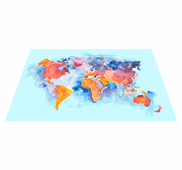 カラフルな抽象絵画の世界地図の敷物 - TENSTICKERS
