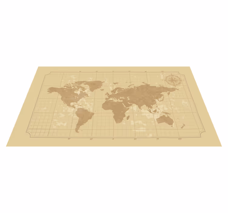 世界地図 ビニールマット ヴィンテージグラフィックマップ - TENSTICKERS