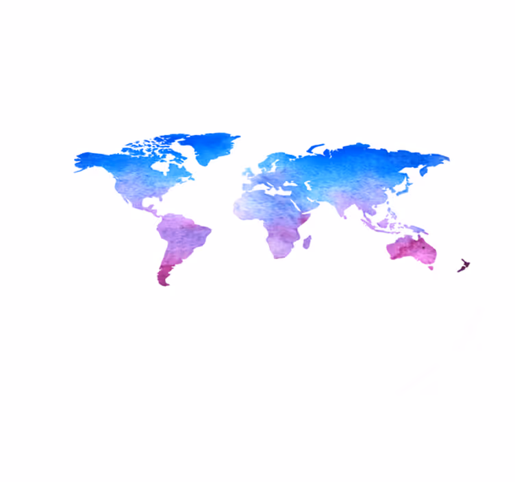 世界地図 ビニールマット 円形水彩テクスチャ - TENSTICKERS