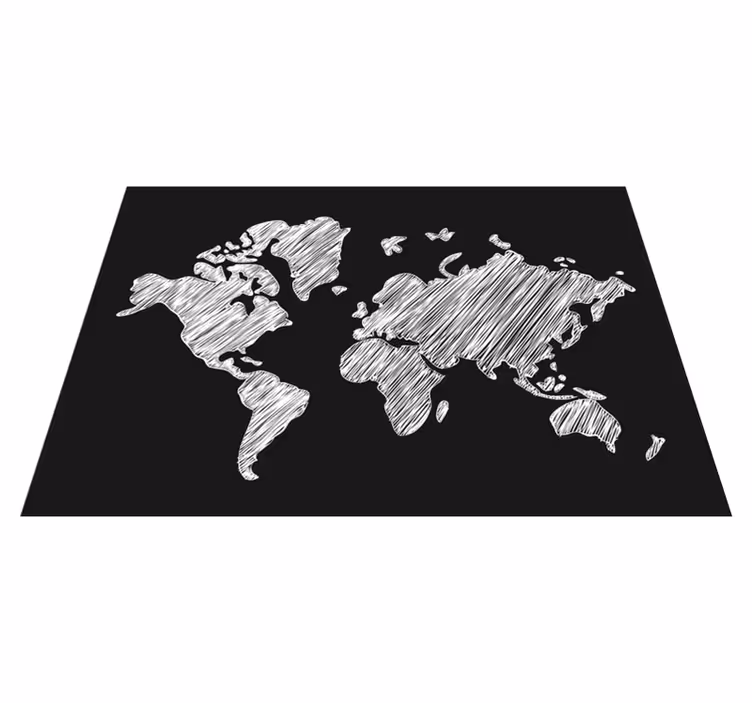 世界地図 ビニールマット チョークボードグレーデザイン - TENSTICKERS