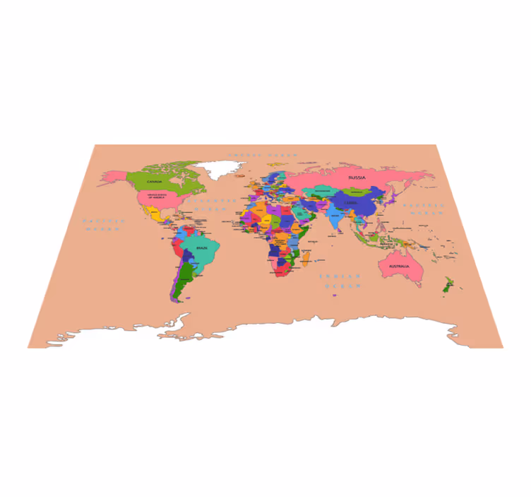 世界地図 ビニールマット ベージュの概要 - TENSTICKERS