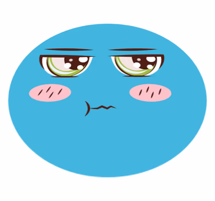 円形 ビニールマット 悲しいマンガ顔 - TENSTICKERS