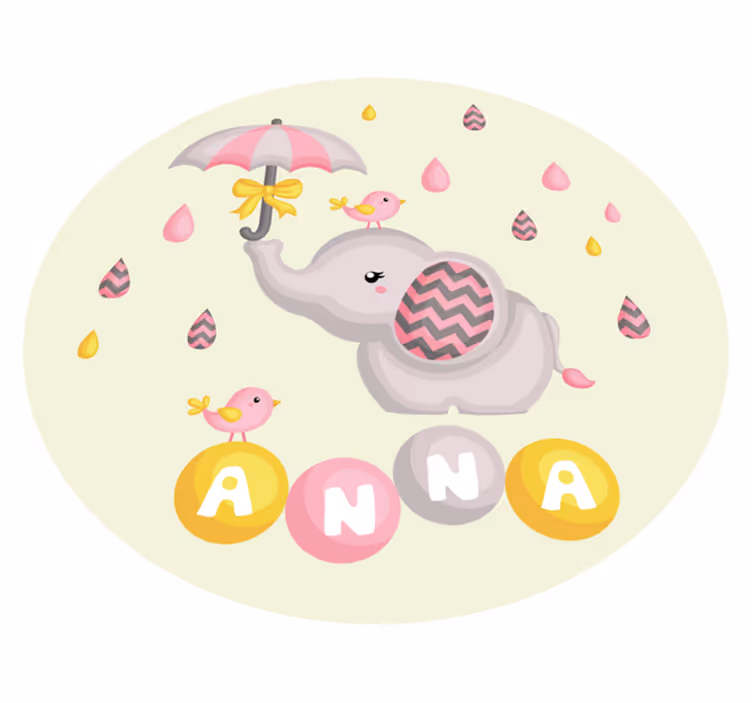 名前 ビニールマット かわいい象のデザイン - TENSTICKERS