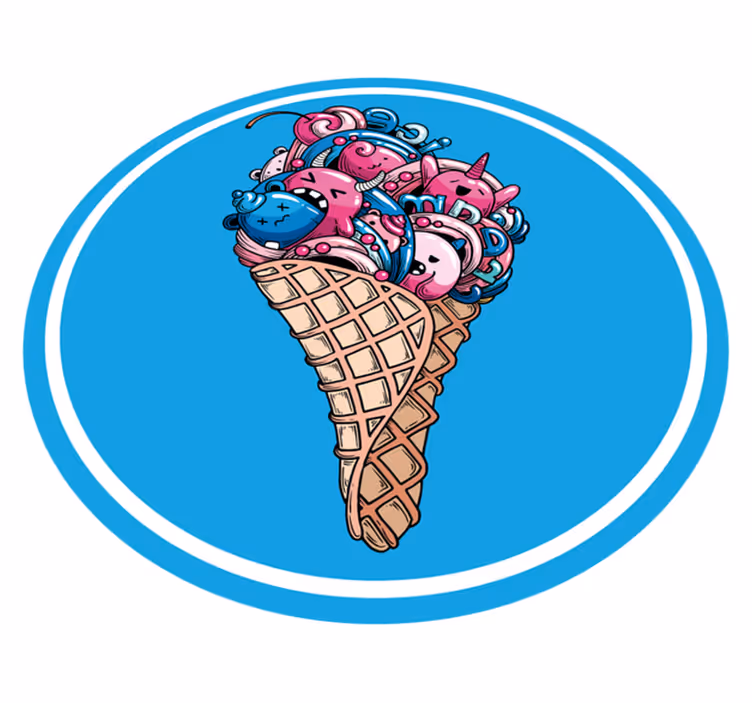 円形 ビニールマット アイスクリームの喜び - TENSTICKERS