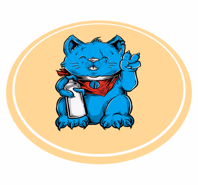 動物 ビニールマット 赤ちゃんボトルを持った青い猫 - TENSTICKERS