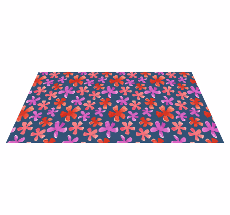 花と植物の壁画紫と赤のパターン - TENSTICKERS