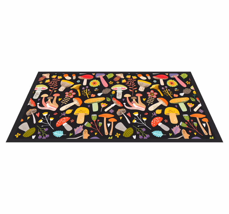 秋のきのこ柄フローラルラグ - TENSTICKERS