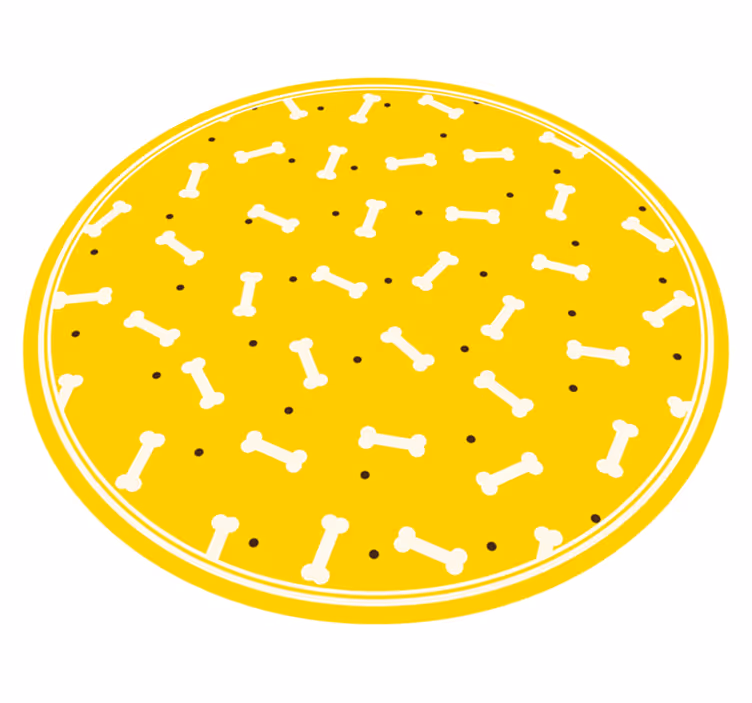 かわいい黄色の背景犬の骨の動物の敷物 - TENSTICKERS
