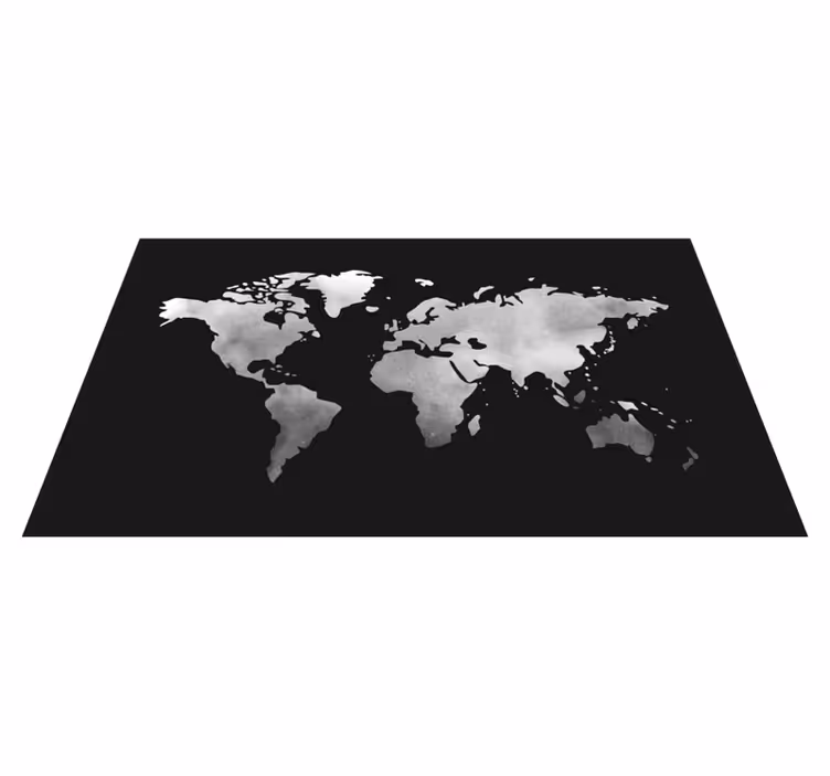 世界地図 ビニールマット グレー メタルエフェクト - TENSTICKERS