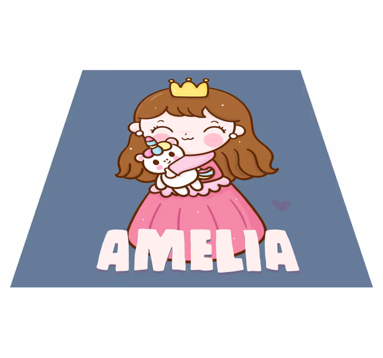 壁画 モアチルドレン 名前入りユニコーンを抱くプリンセス - TENSTICKERS