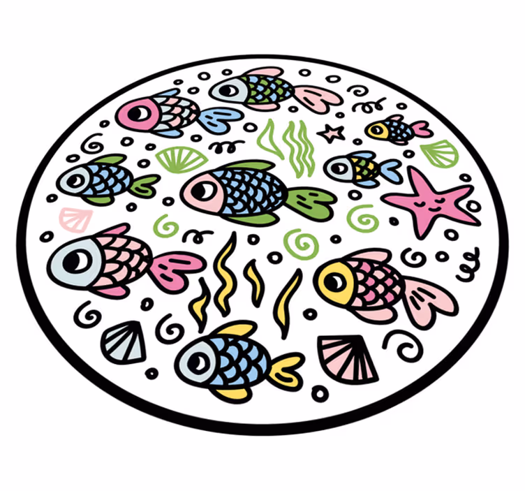 動物 ビニールマット カラフルな魚の模様 - TENSTICKERS