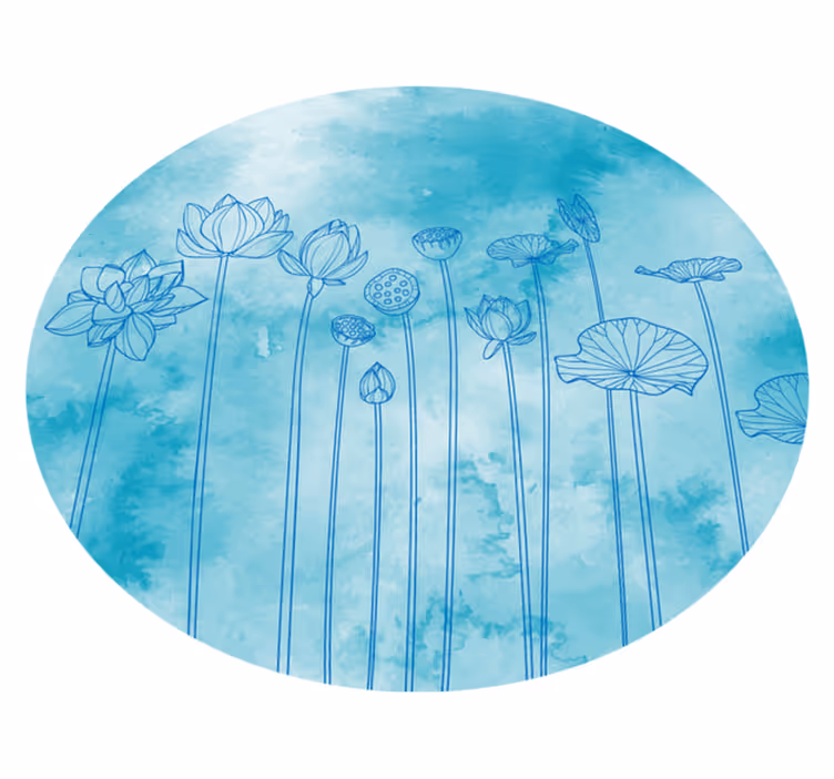 花と植物の壁画 蓮の青い飛沫 - TENSTICKERS