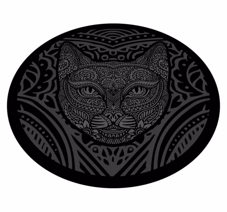 動物 ビニールマット 黒猫の顔 - TENSTICKERS