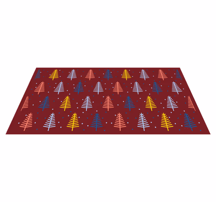 クリスマスの壁画赤いカラフルな木々 - TENSTICKERS