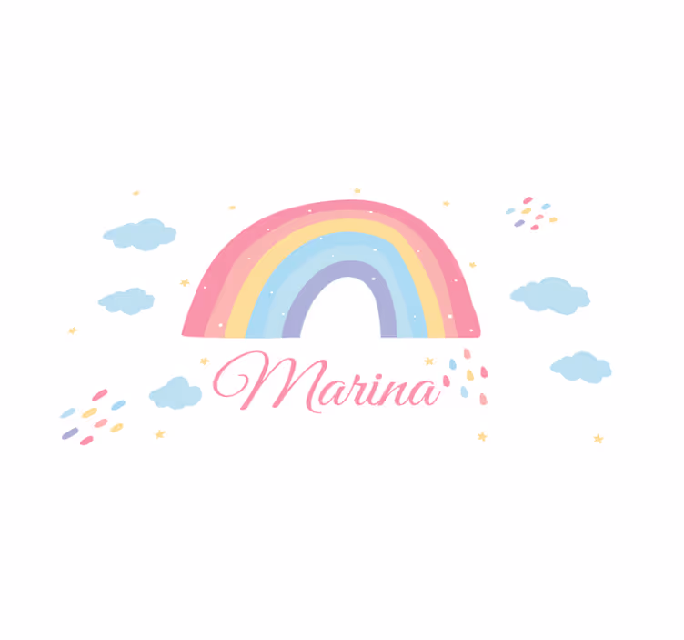 パステルカラーのカスタムマットでかわいい虹と雲 - TENSTICKERS